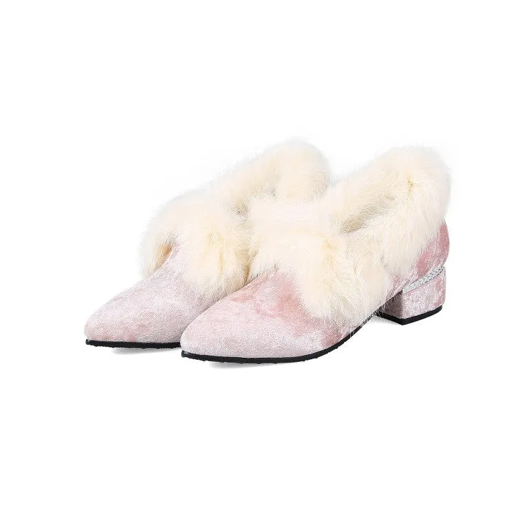 Women's Furry Chunky Heels Shoes